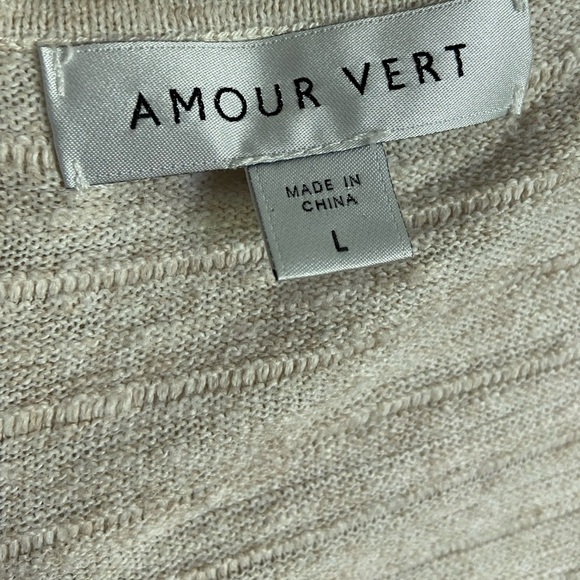 AMOUR VERT Linen Blend Textured Knit Sweater Body-con Dress Tank w/Flip Hem Sz L - Picture 4 of 9